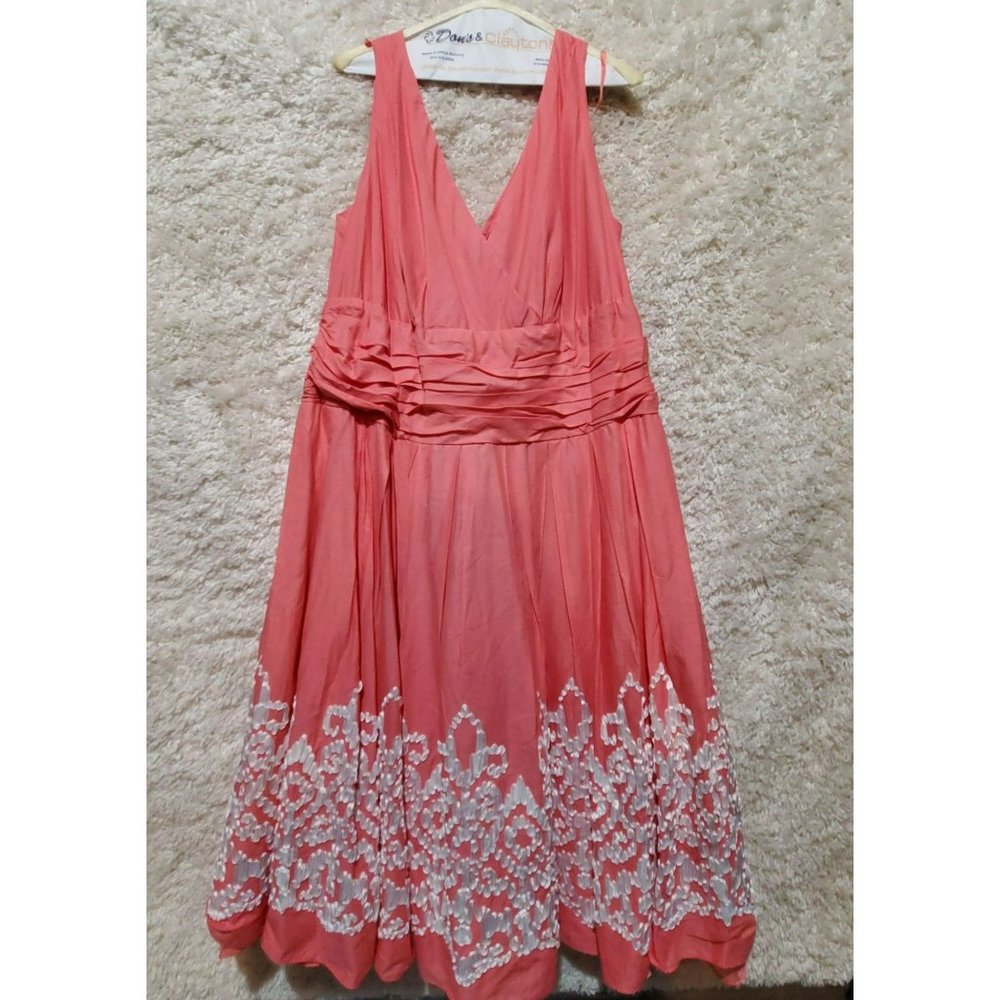 S.L. Fashions Plus Size 18 W Women's Dress Pink/White/Peach color Knee length or
